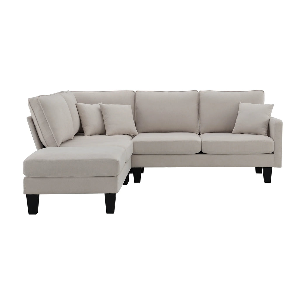 Beige L Shape Sectional Sofa with Recliner U255978