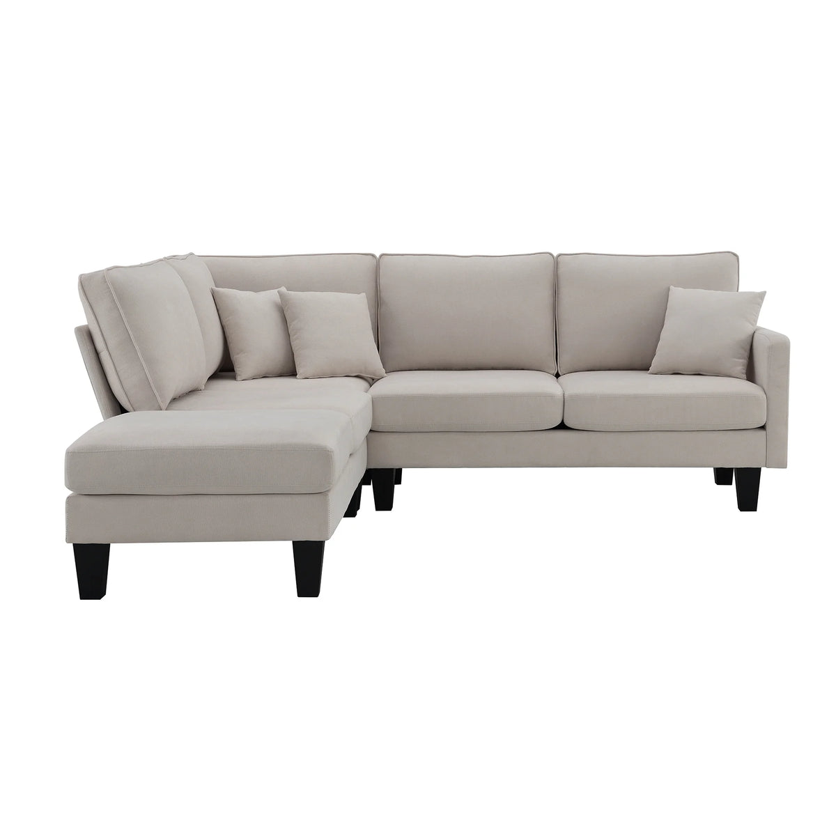 Beige L Shape Sectional Sofa with Recliner U255978