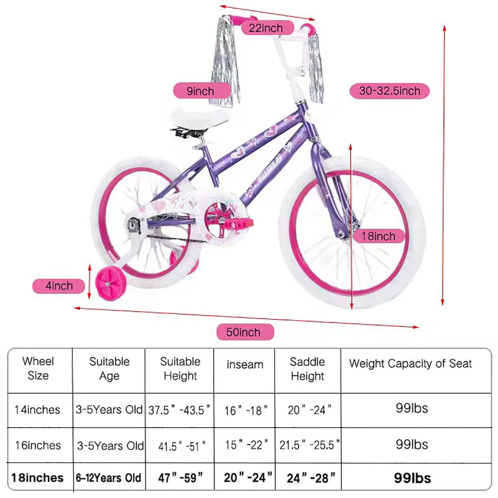 18 in. Kids Bike with Training Wheels Y1754