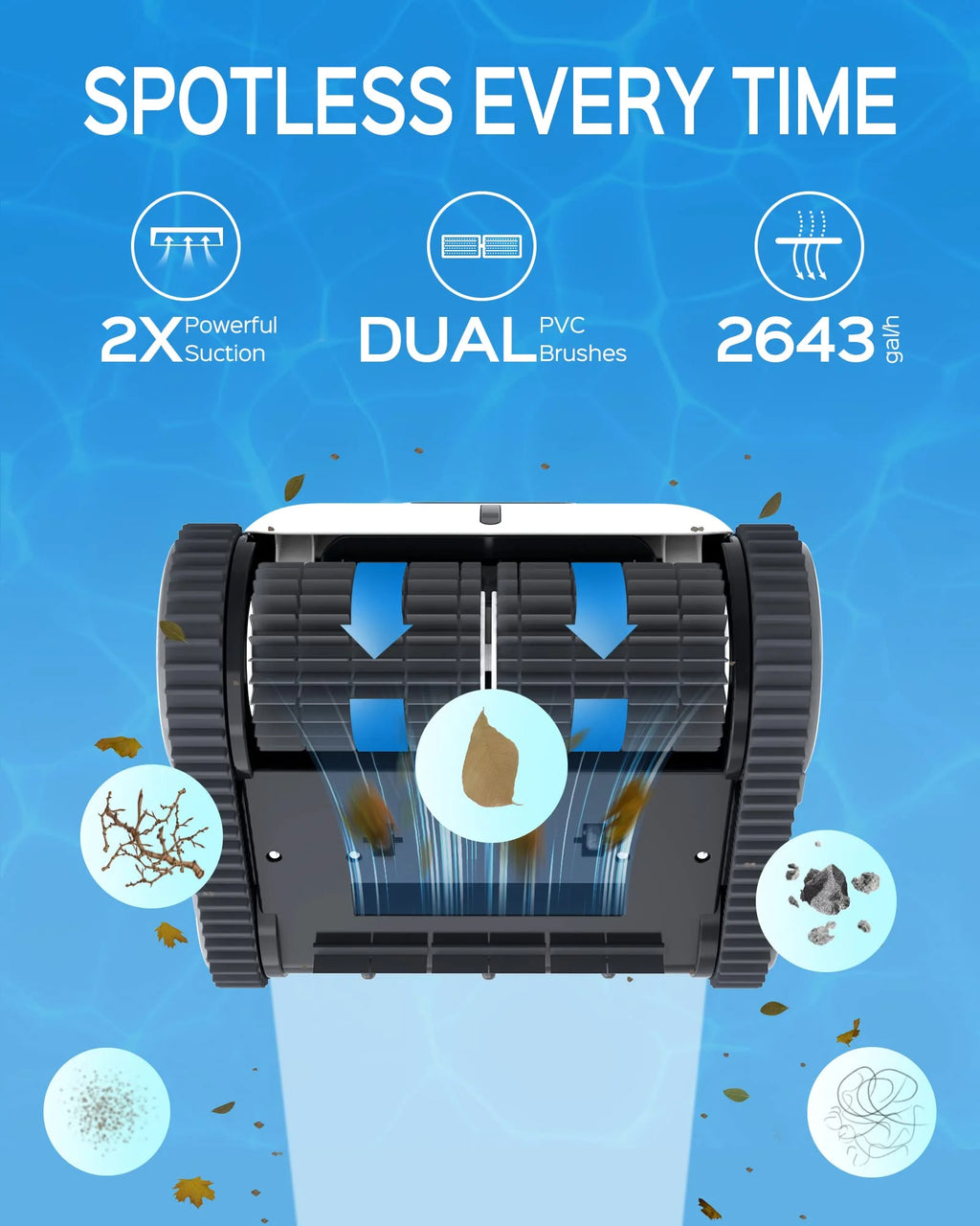 Cordless Robotic Pool Cleaner with Wall Climbing C598