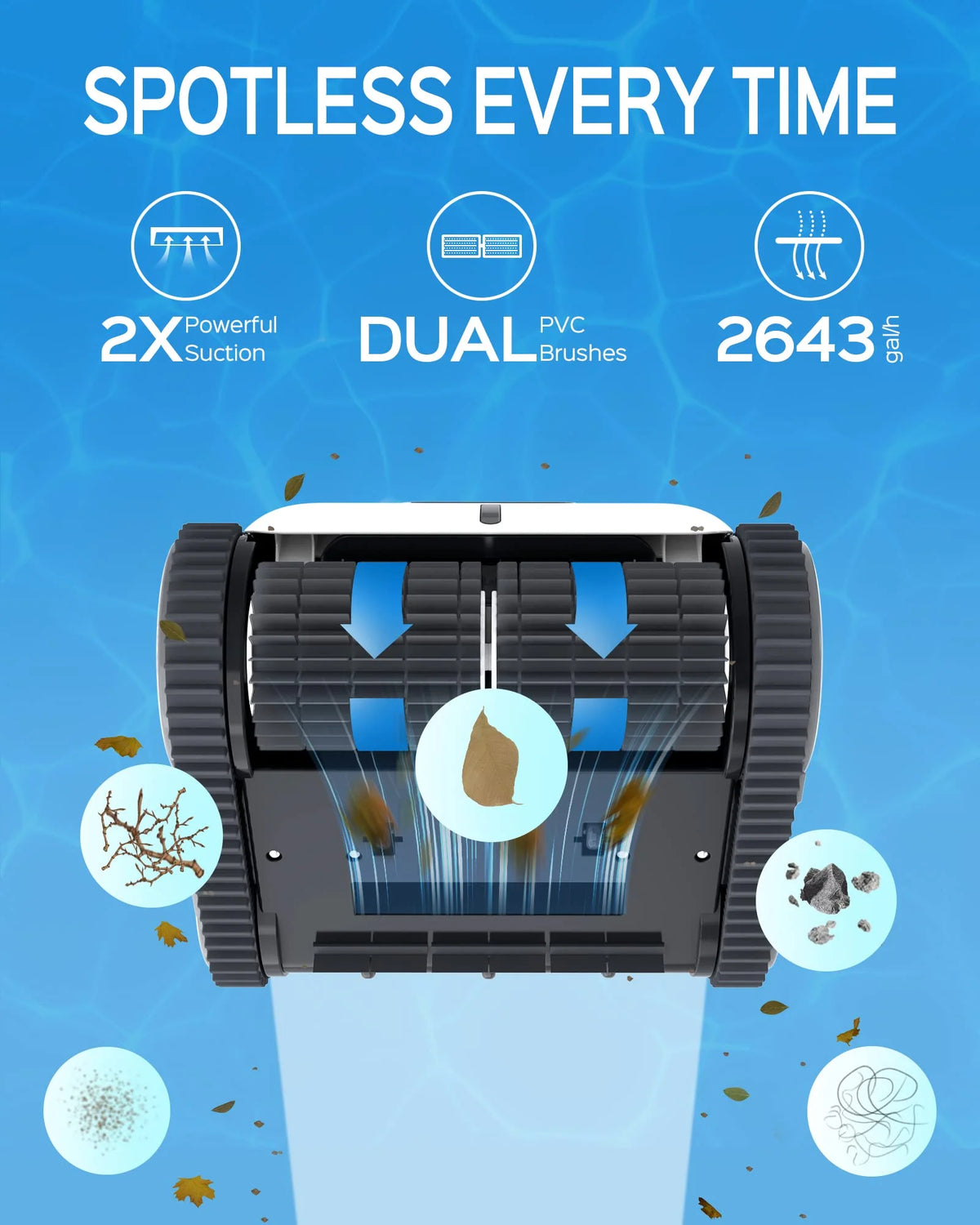 Cordless Robotic Pool Cleaner with Wall Climbing C598