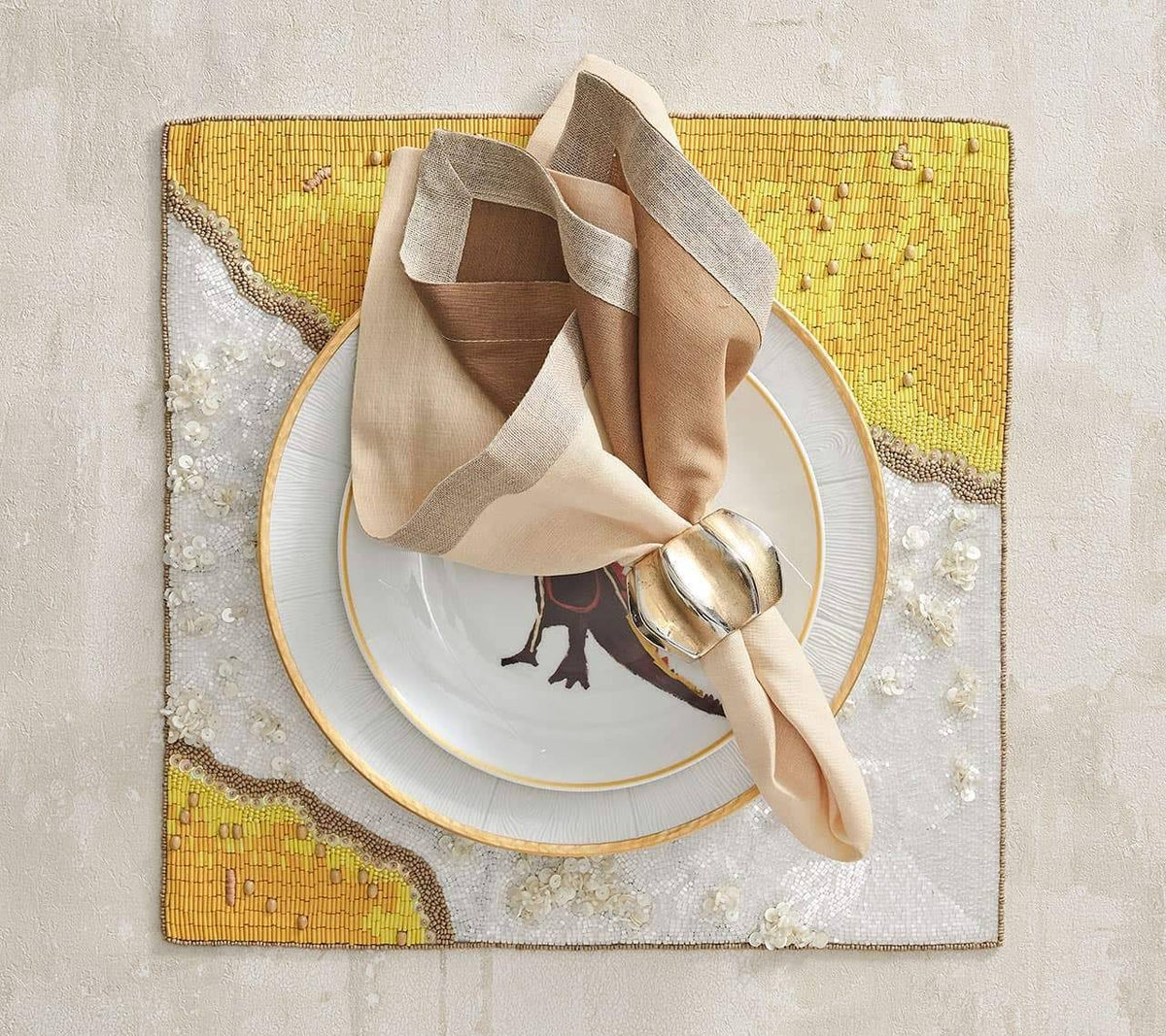 Gold & Silver Napkin Ring Set of 4 J161