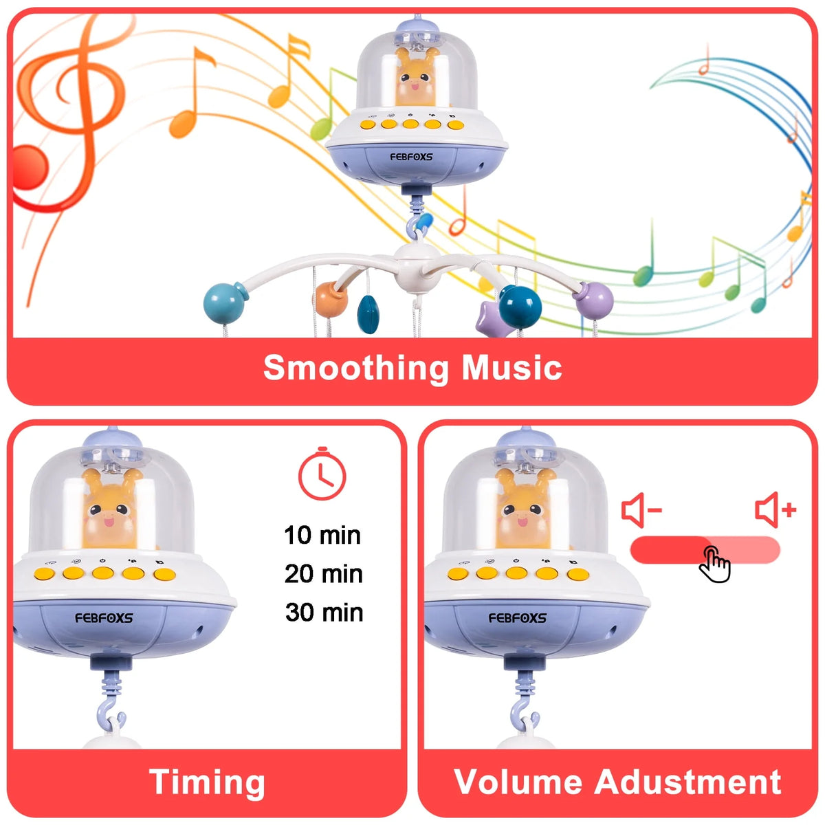 Baby Crib Mobile with Music Lights and Remote Control H30254