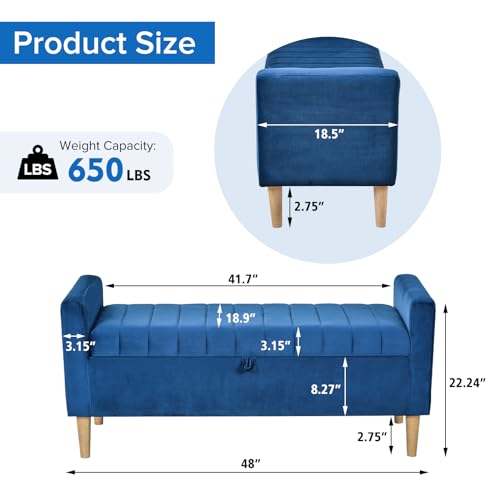 Gray Velvet Upholstered Storage Ottoman Bench G248