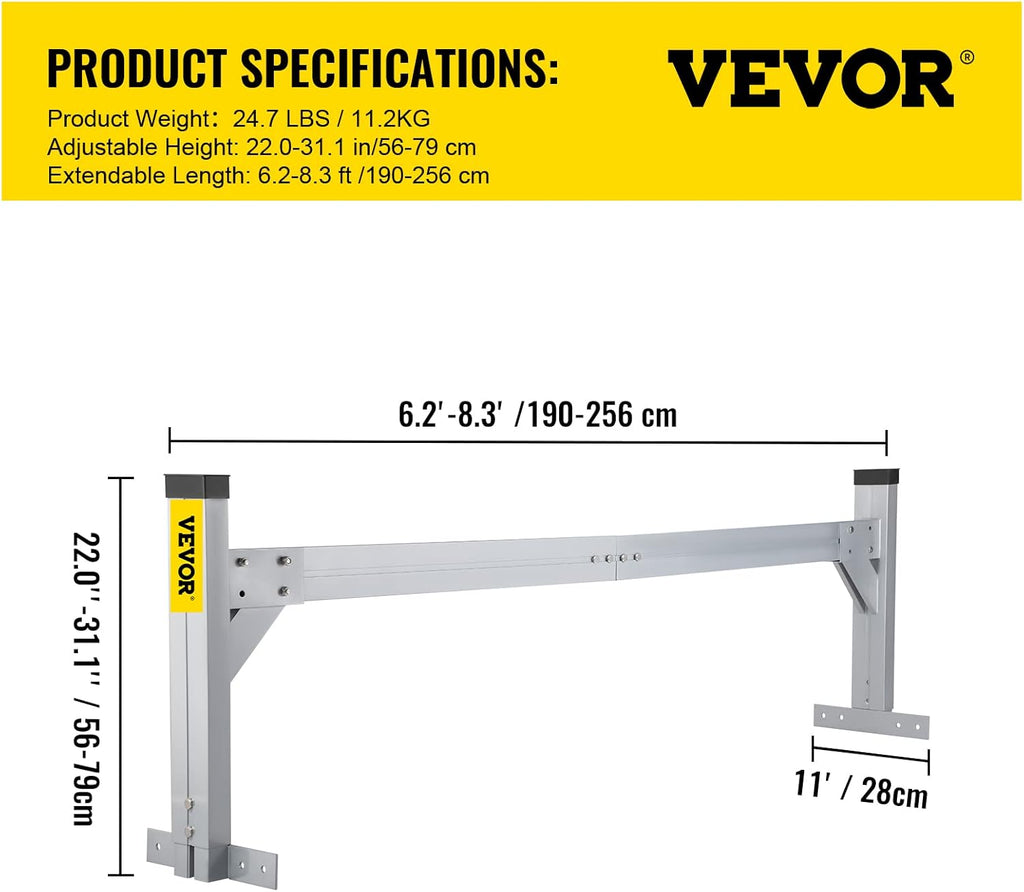 Silver Aluminum Adjustable Roof Ladder Rack with 330 LBS Capacity V577270