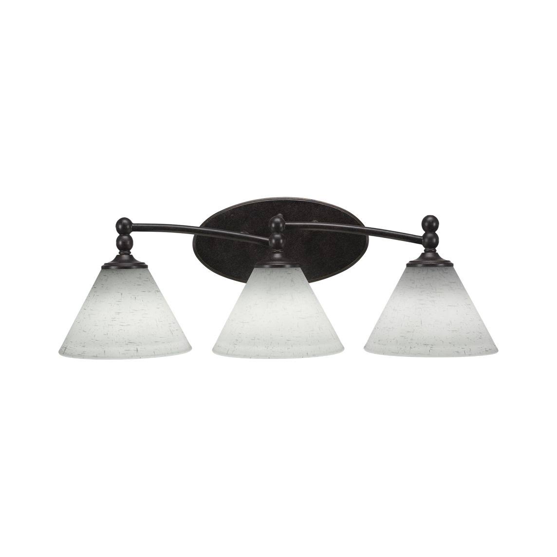 Three Light Bath Bar Dark Granite Finish with White Muslin Glass B4611