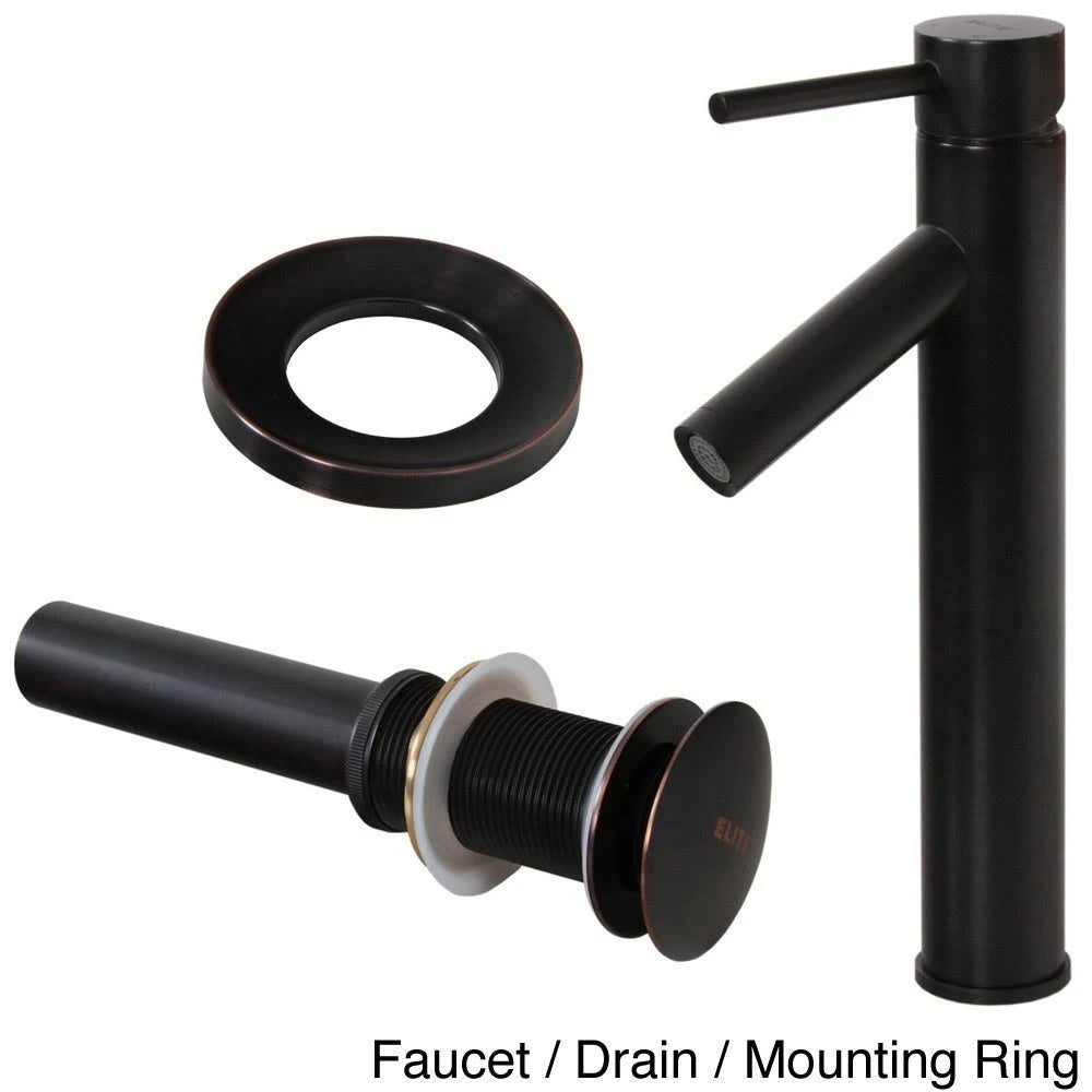Oil Rubbed Bathroom Vessel Sink Faucet with Pop-Up Drain I939194