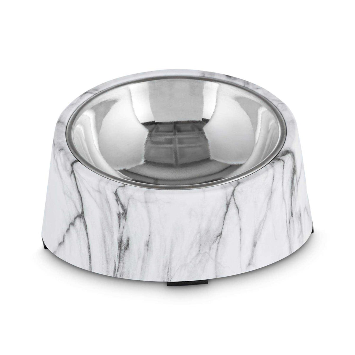 Marble-Print Stainless-Steel Dog Bowl Set R4596