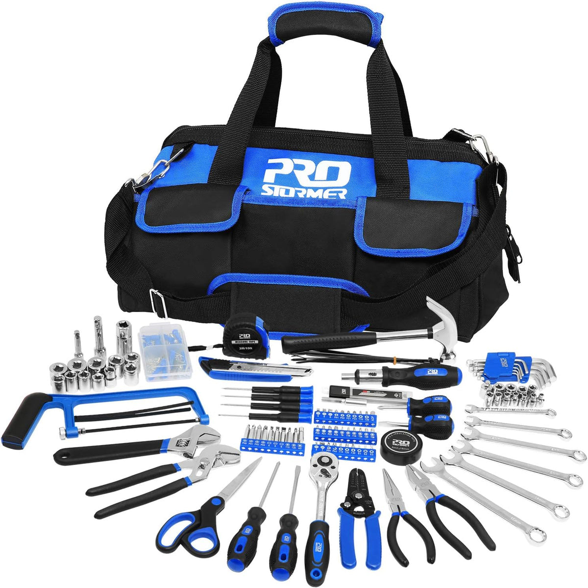 198-Piece General Household Hand Tool Set with Storage Bag T7885