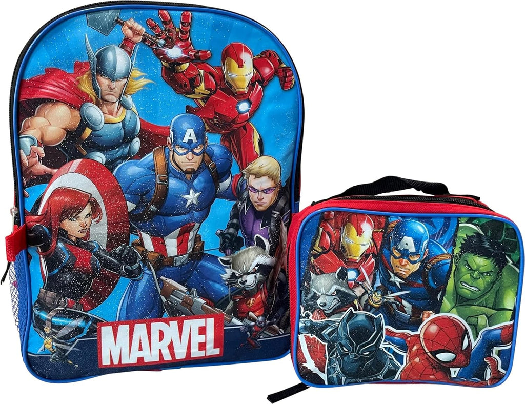 15 Inch Kids Backpack With Removable Lunch Box Set (Red-Blue) U118