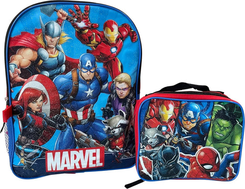 15 Inch Kids Backpack With Removable Lunch Box Set (Red-Blue) U118