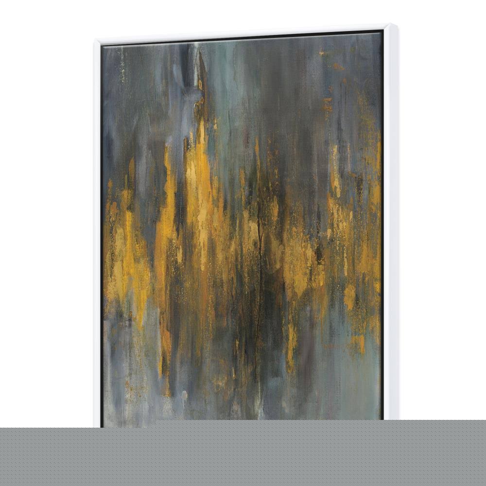 Black and Gold Abstract Framed Canvas 16 inch x 32 inch Q948