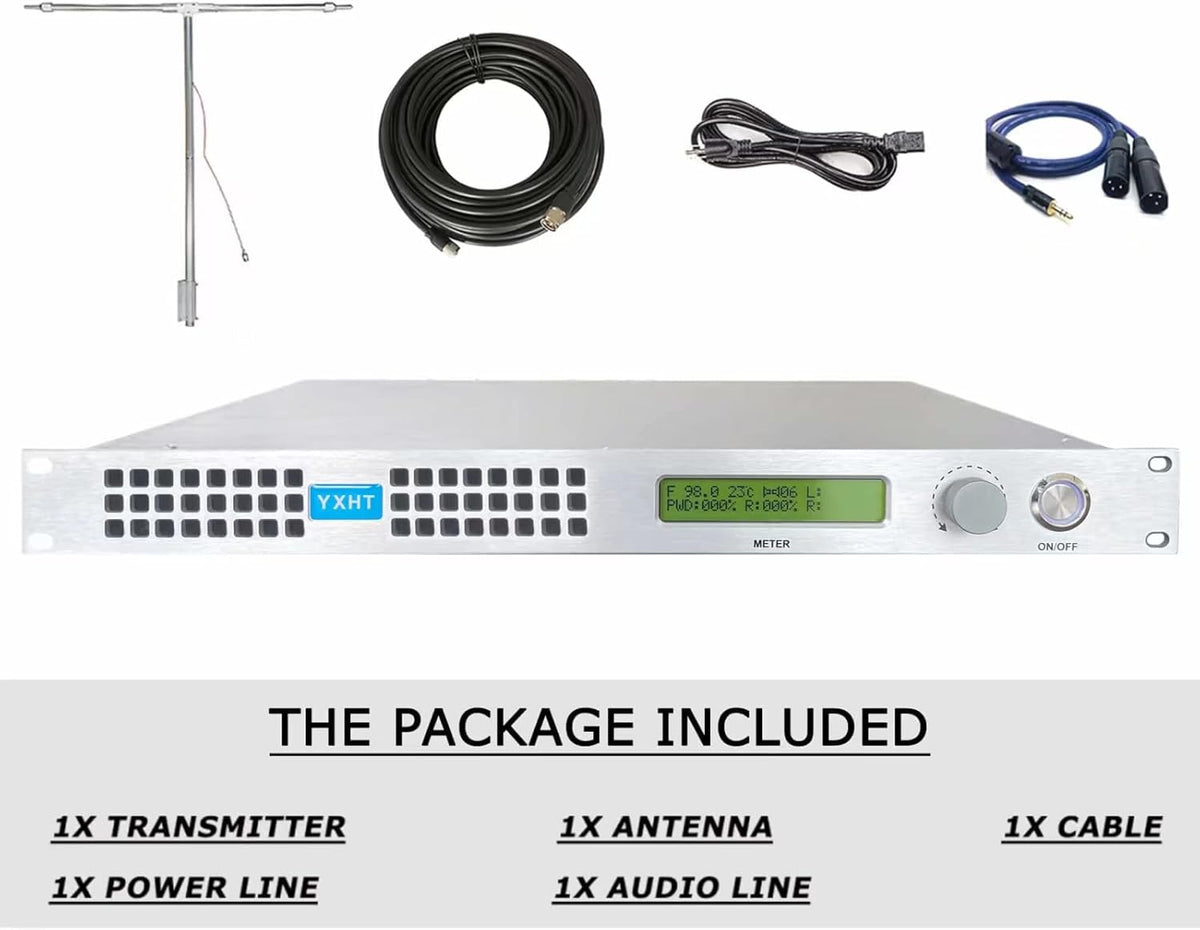 150W Long Range FM Broadcast Transmitter with Antenna Cable Z8271