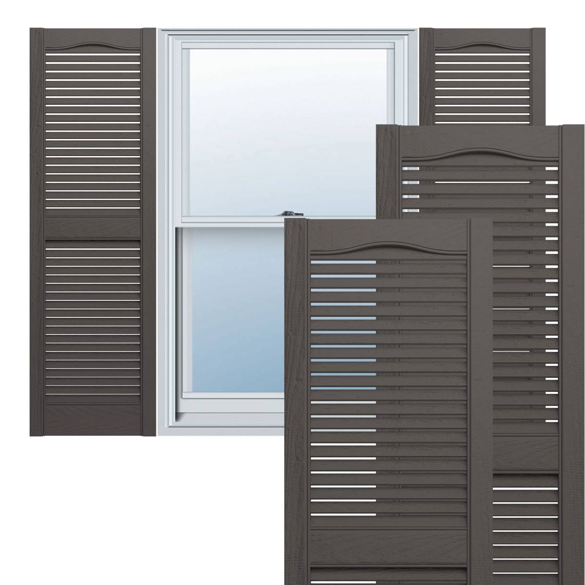 Standard Cathedral Top Open Louver Vinyl Shutters S95230