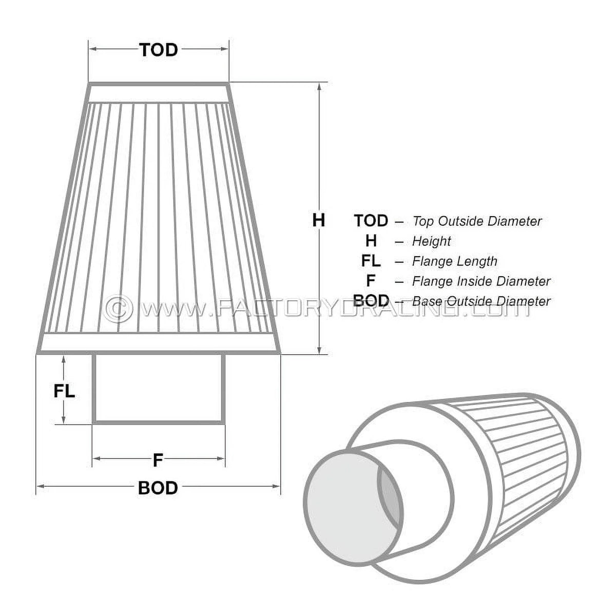Universal DryFlow Clamp-On Air Filter M718677
