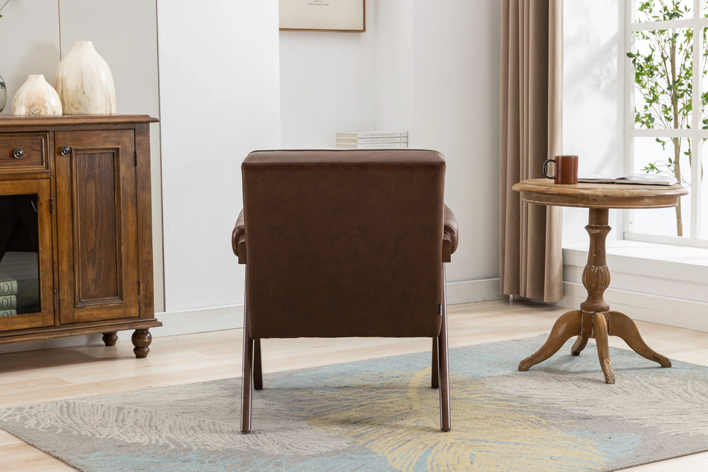Leisure Chair with Solid Wood Armrest and Feet S95397