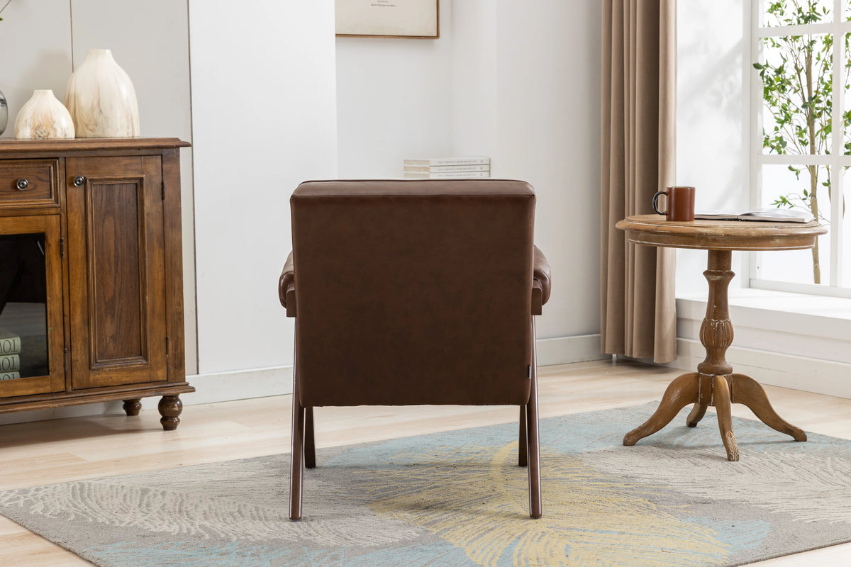Leisure Chair with Solid Wood Armrest and Feet S95397