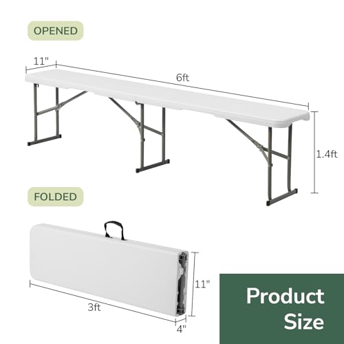 White 6ft Folding Plastic Bench B2756