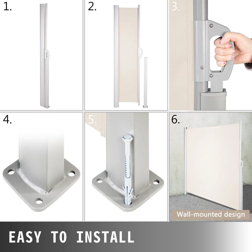 Retractable Patio Side Awning Waterproof Creamy-White P9771