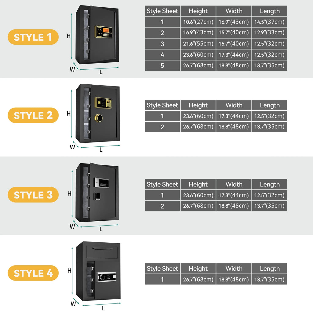 Safe Box with Digital Keypad, Water and Fire Resistant, Adjustable Shelves and LED Lighting P2100
