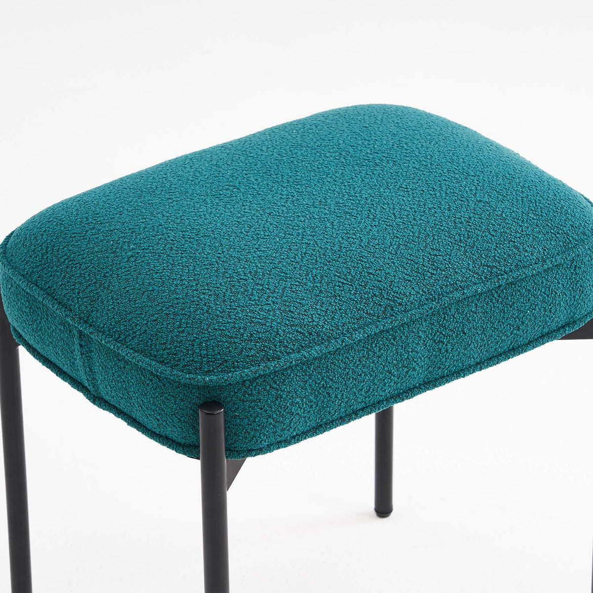 Pine Green Boucle Vanity Stool Ottoman T71985
