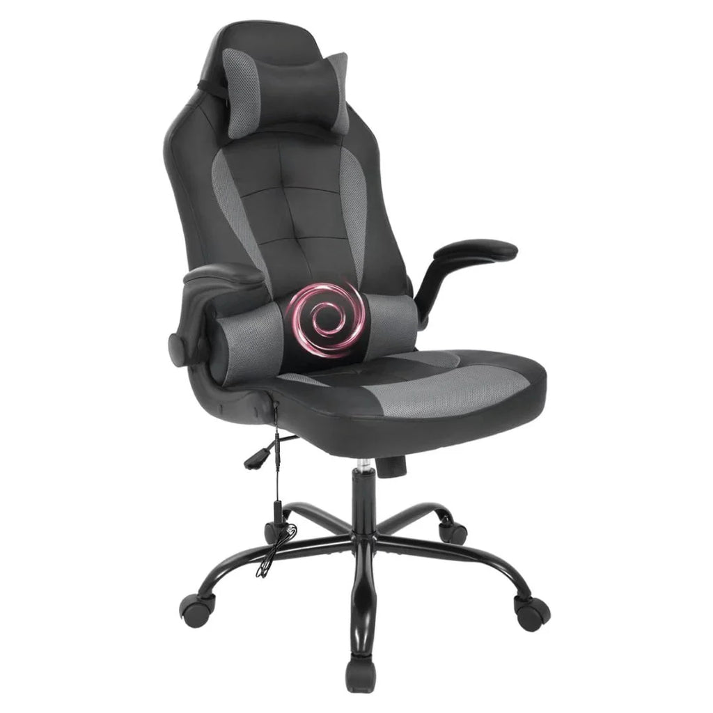 White Ergonomic Massage Gaming Chair D8097