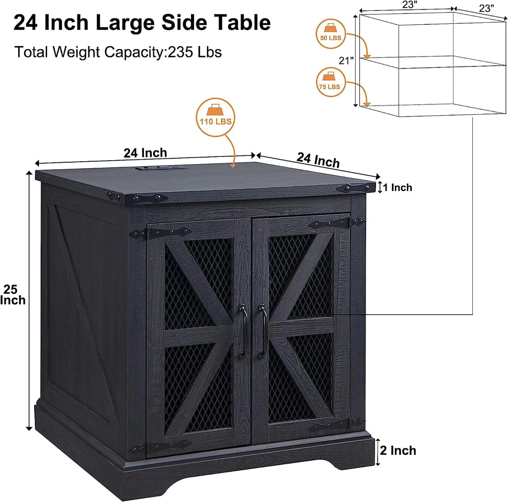 Black Nightstand with Charging Station A245461