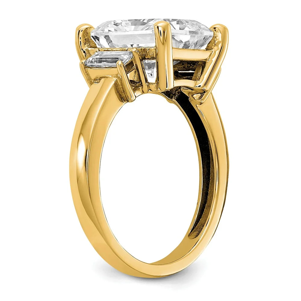 14K Yellow Gold Moissanite Octagon Emerald Ring G77108