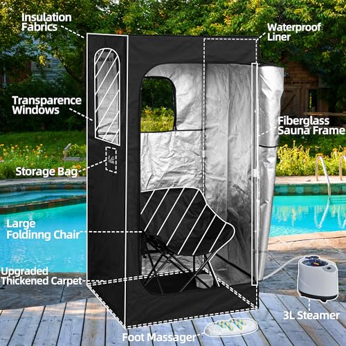 Navy Blue Portable Steam Sauna with Chair P28201