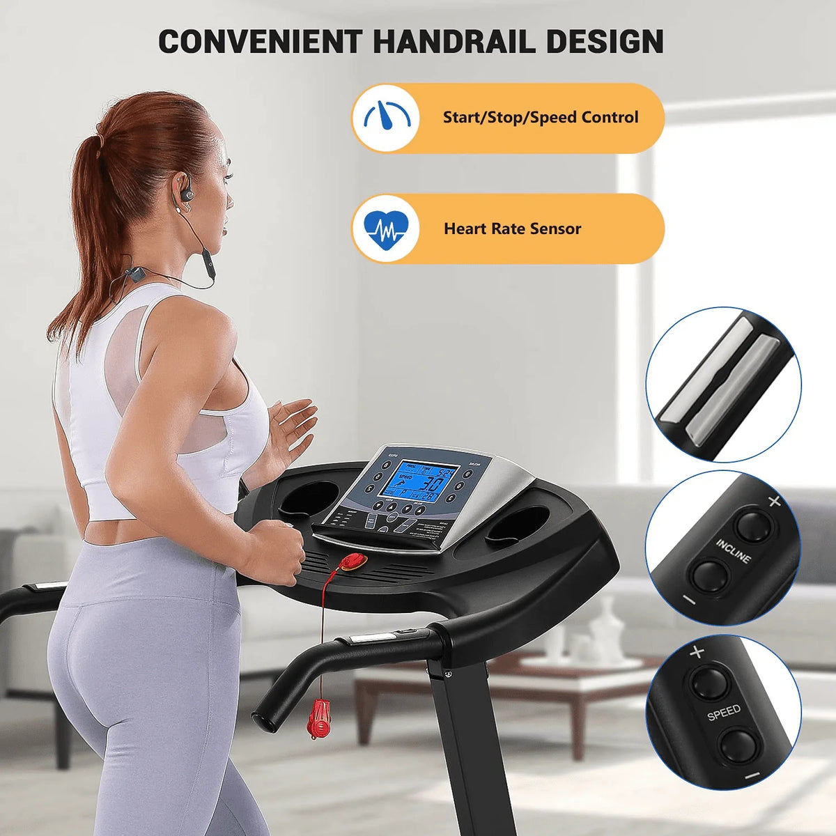 2.5HP Electric Folding Treadmill with 12-level Incline L7404