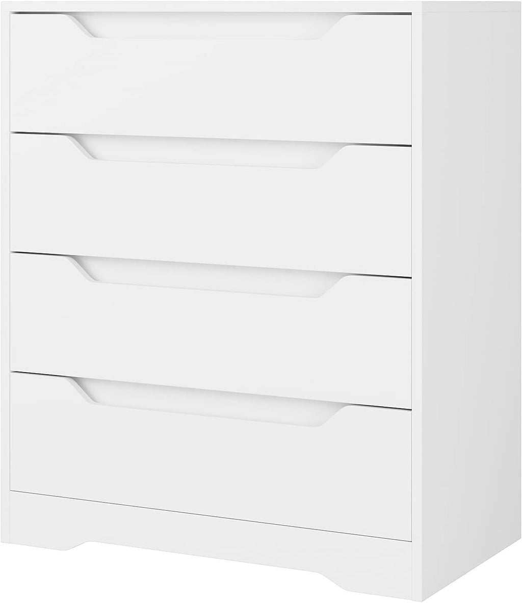 White 4 Drawer Wood Dresser with Storage B780335