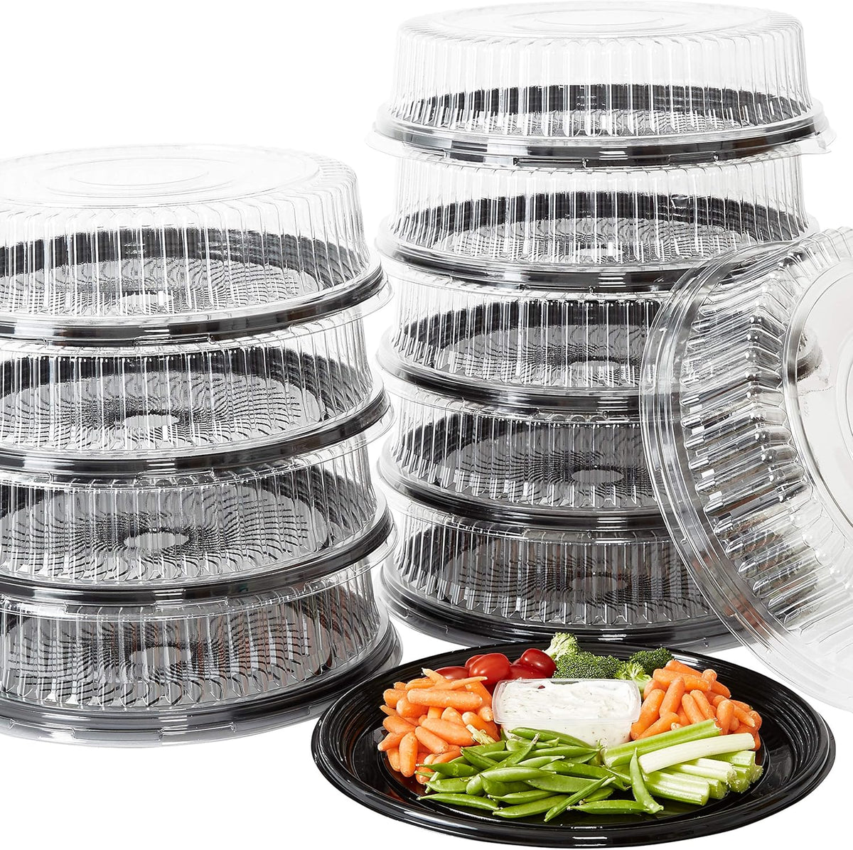 Black Plastic 16 In. Serving Tray and Lid 10pk H47563