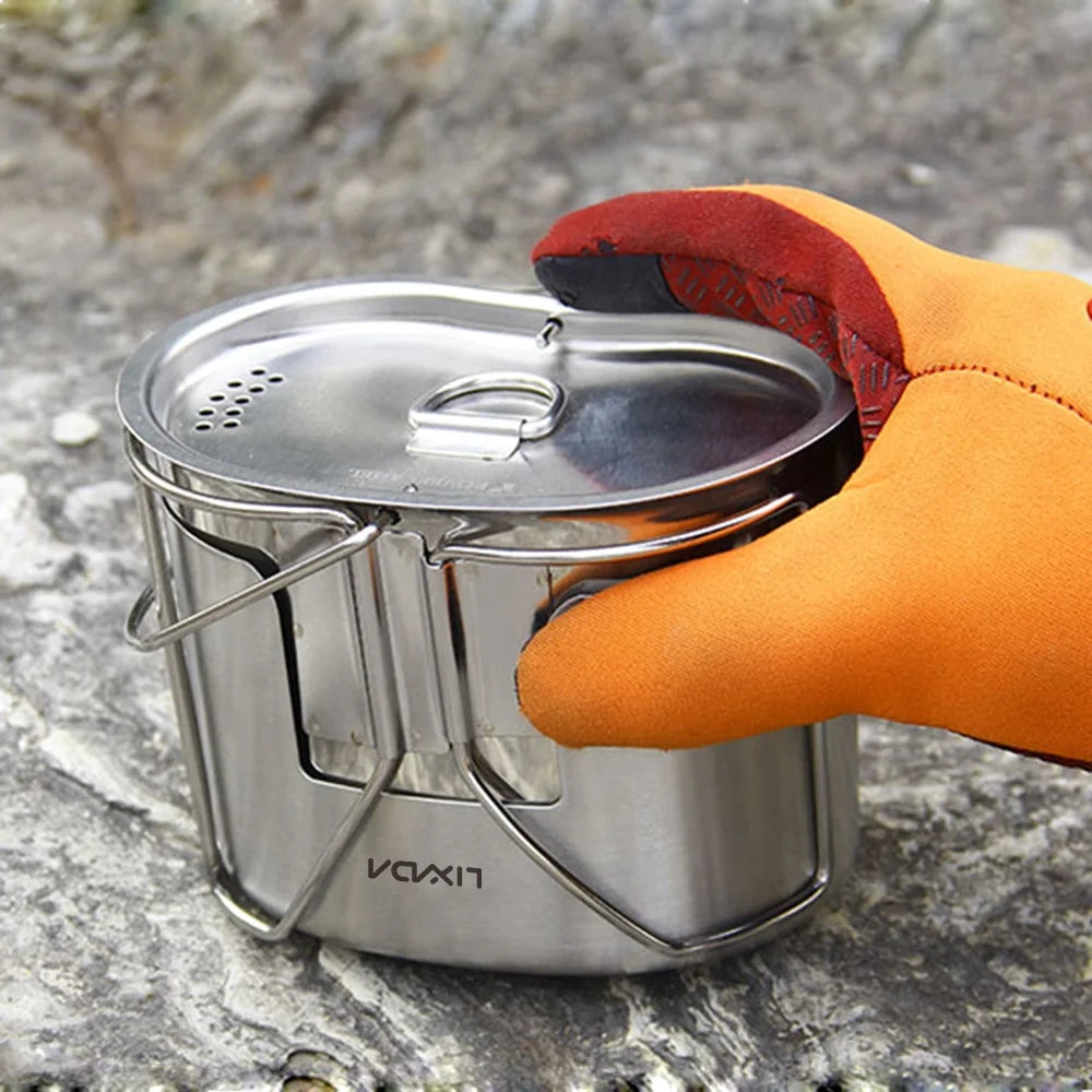 Stainless Steel Camping Cookware Set with Wood Stove P752