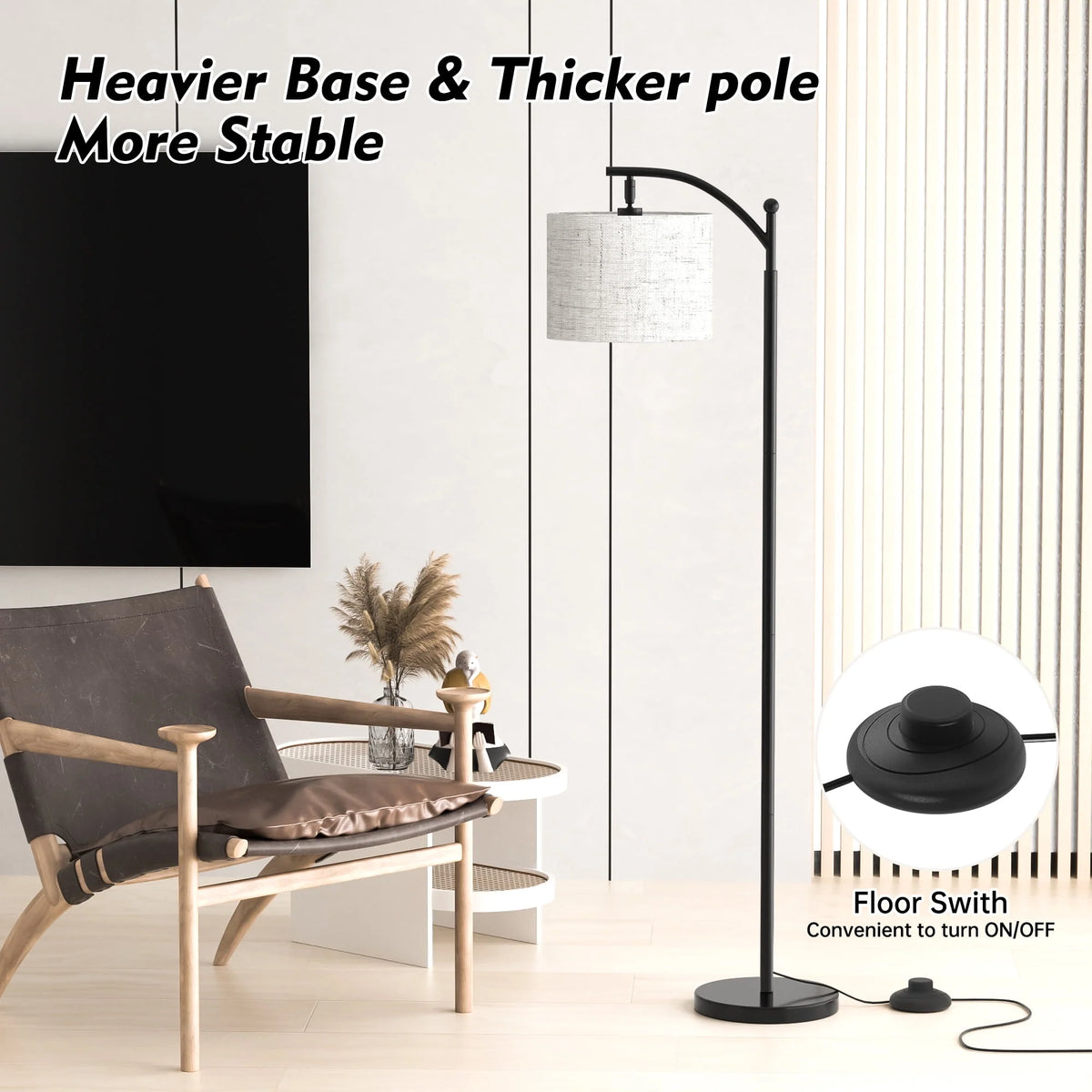 Tall Modern Floor Lamp with Linen Shade L50419