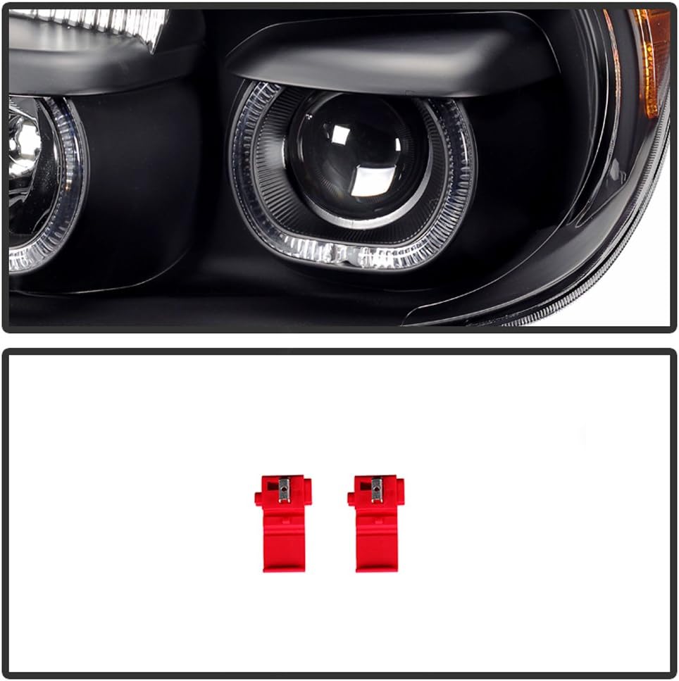 Black LED Projector Headlights Driver + Passenger V423