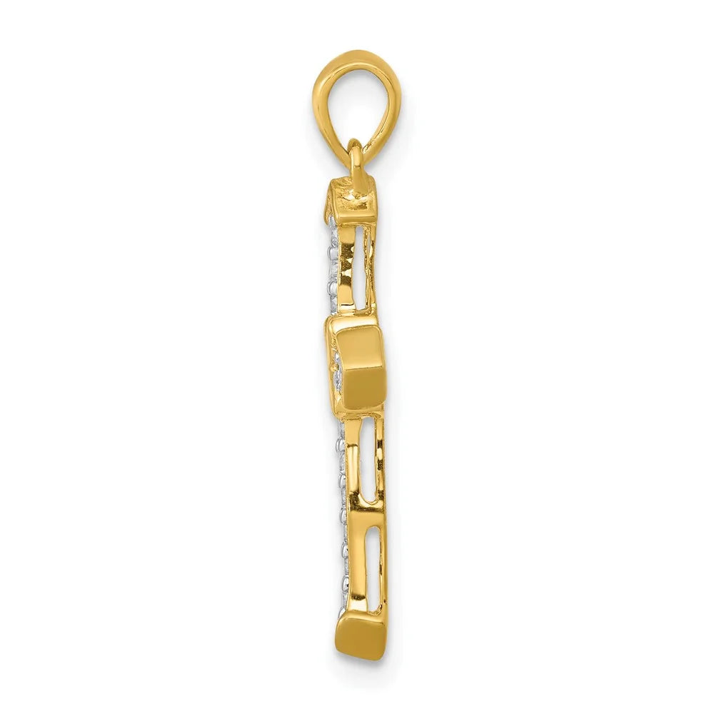 14K Yellow Gold Diamond Cross Pendant R3805