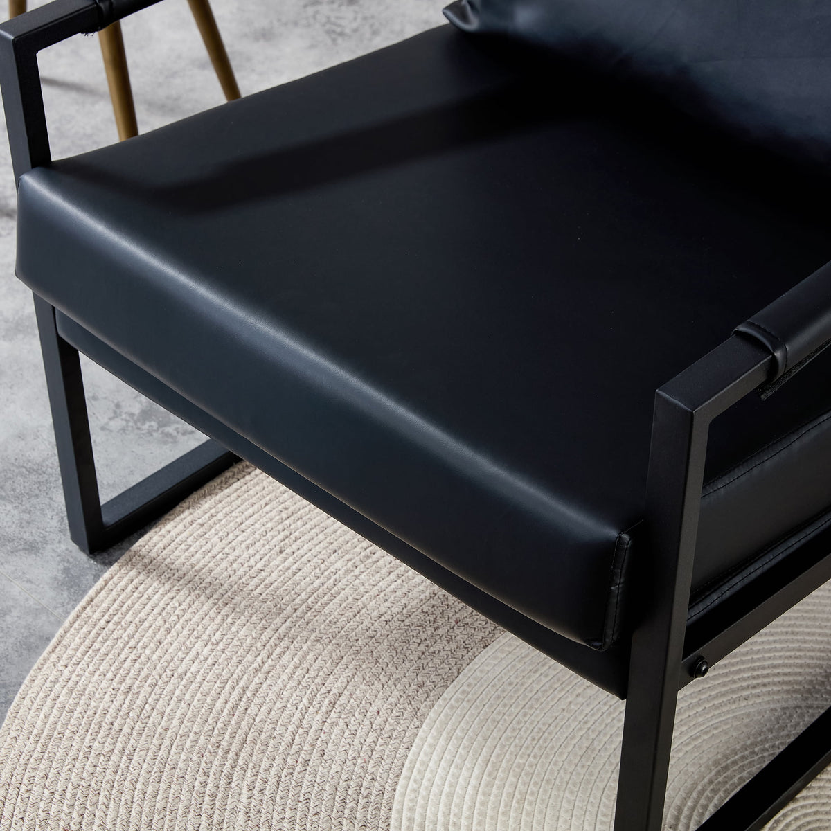 Black PU Leather Accent Armchair with Metal Frame G11580