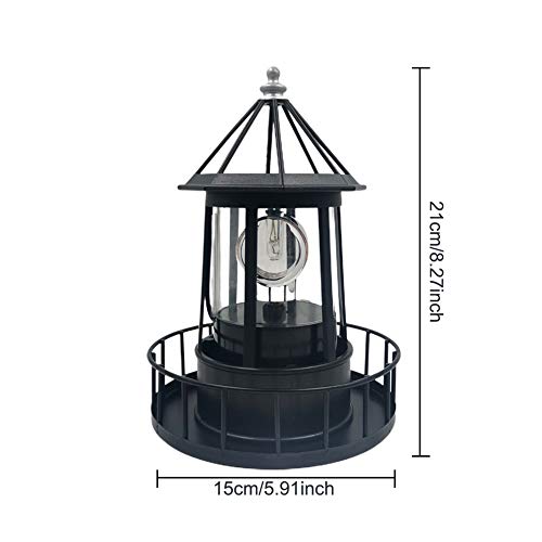 Solar Powered Lighthouse Lamp 360 Degree Rotating IP65 Waterproof Outdoor Light H37739