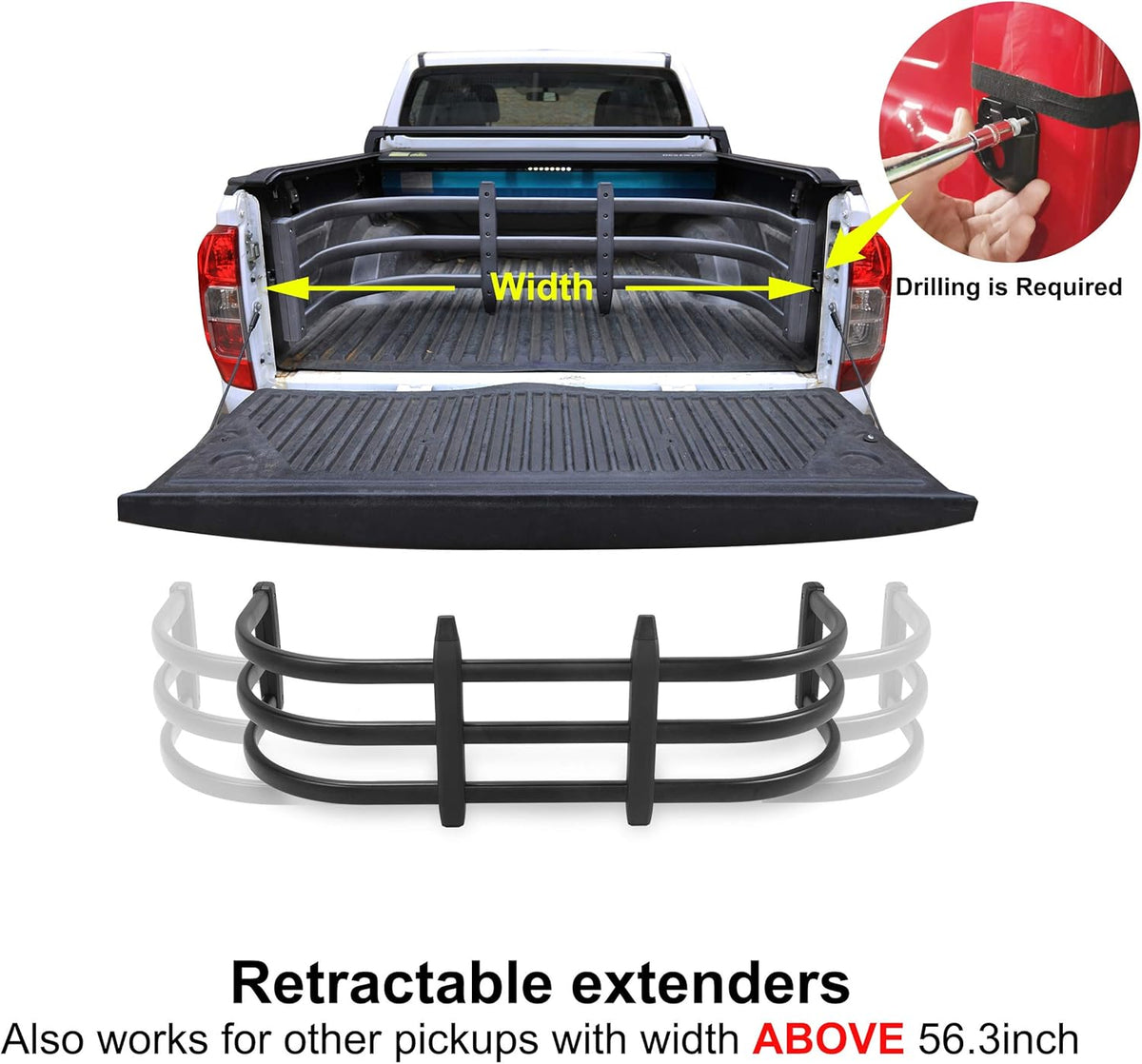 Pickup Truck Bed Extender Black Matte Aluminum Alloyed Bracket Kit A192