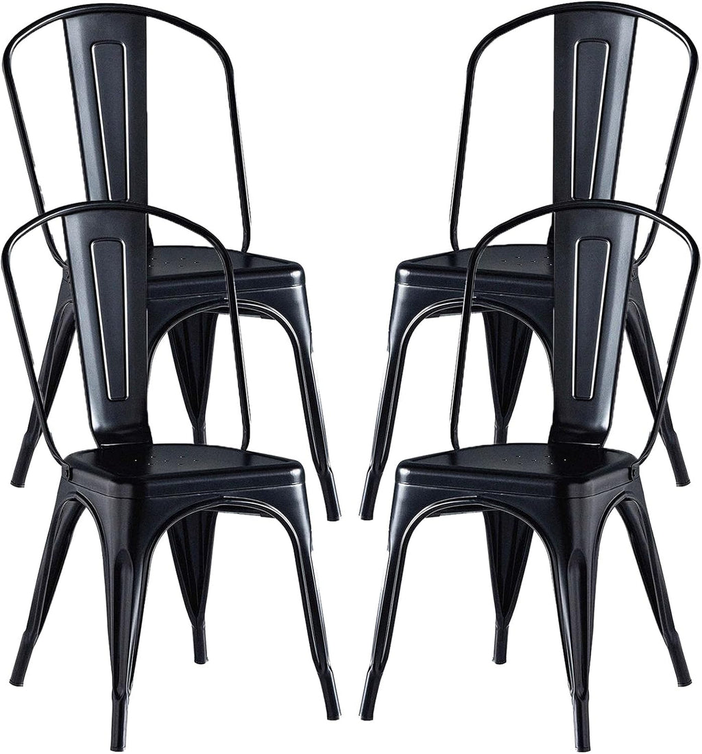 Black Metal Stackable Dining Chairs Set of 4 F65771