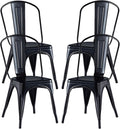 Black Metal Stackable Dining Chairs Set of 4 F65771