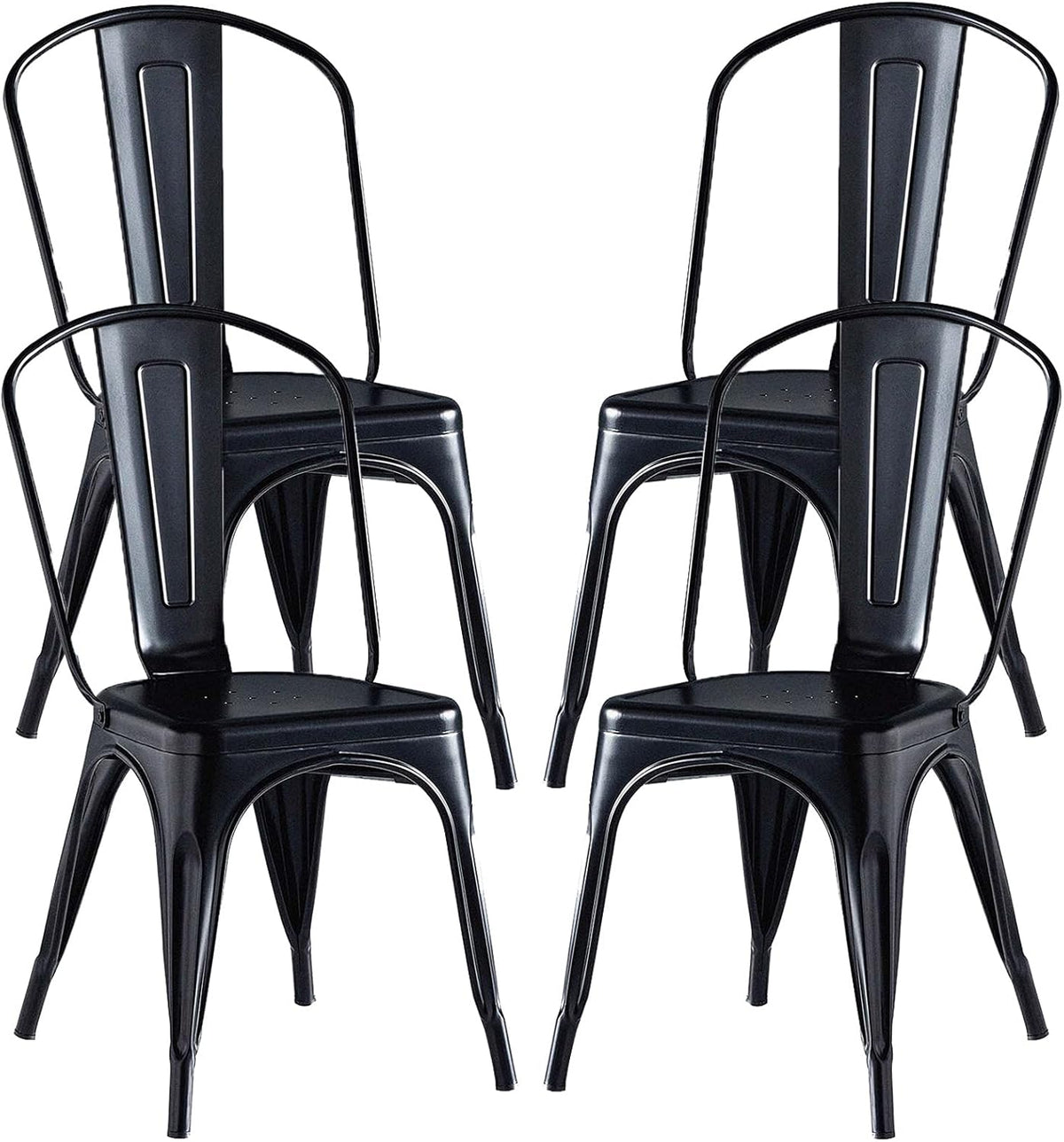 Black Metal Stackable Dining Chairs Set of 4 F65771