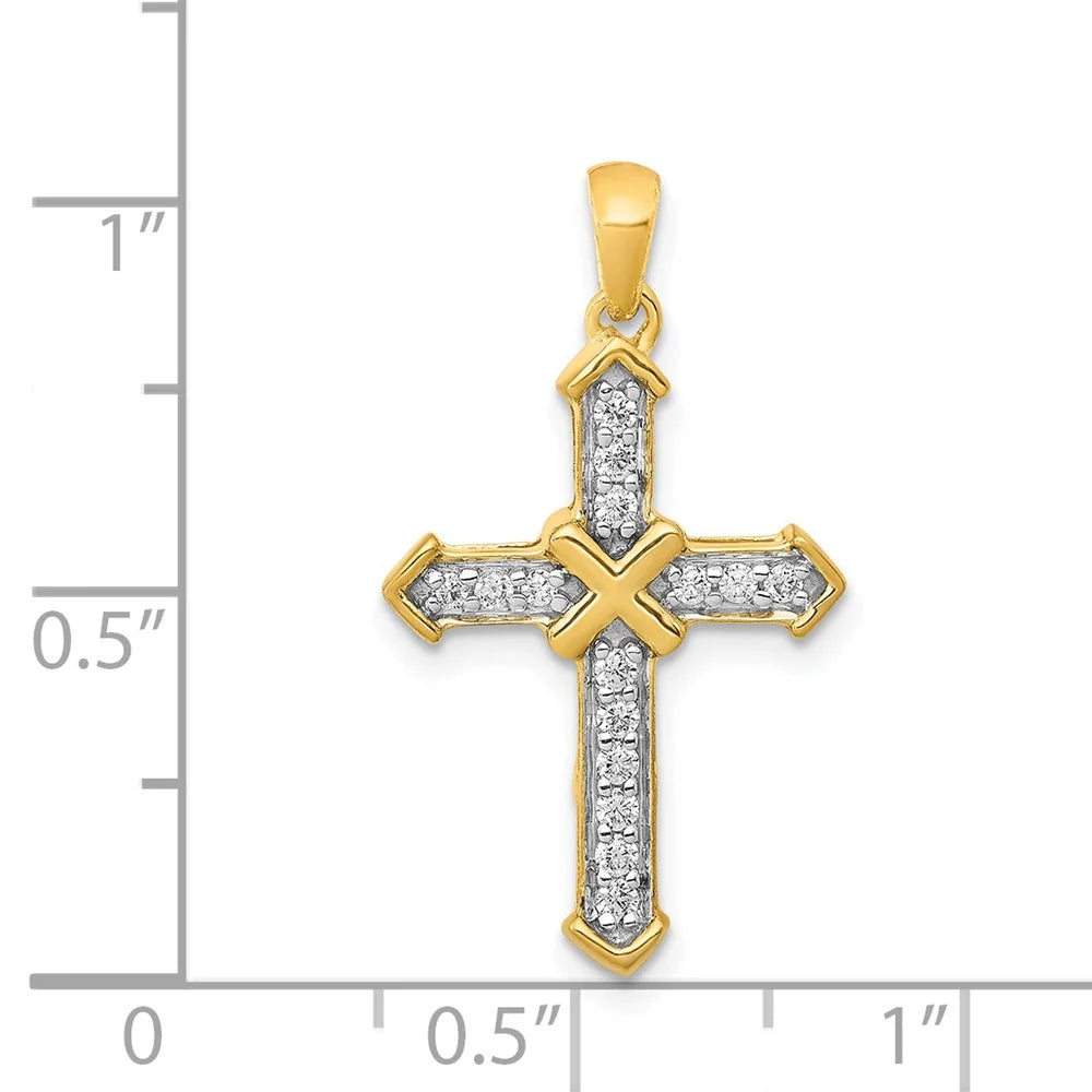 14K Yellow Gold Diamond Cross Pendant R3805
