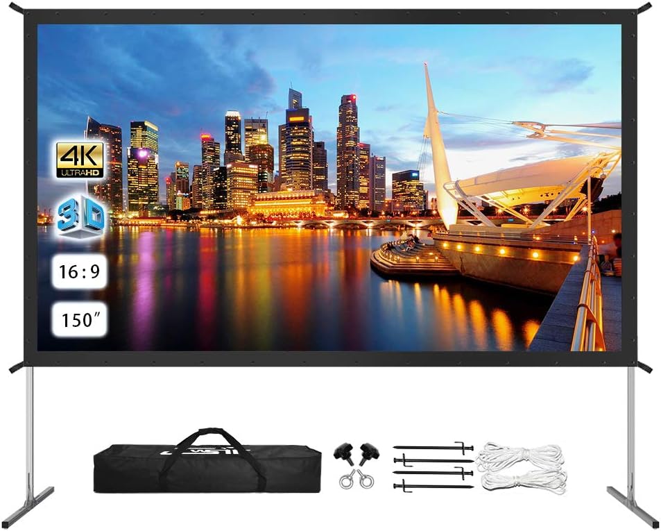 120 inch Portable Foldable Projector Screen and Stand with Carrying Bag O965