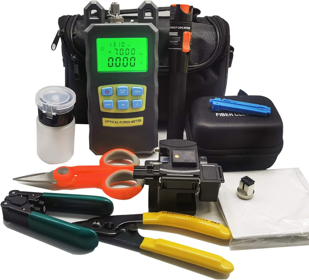 FTTH Fiber Cold Connection Tool Kit with Fiber Cleaver Visual Fault Locator Optical Power Meter N680