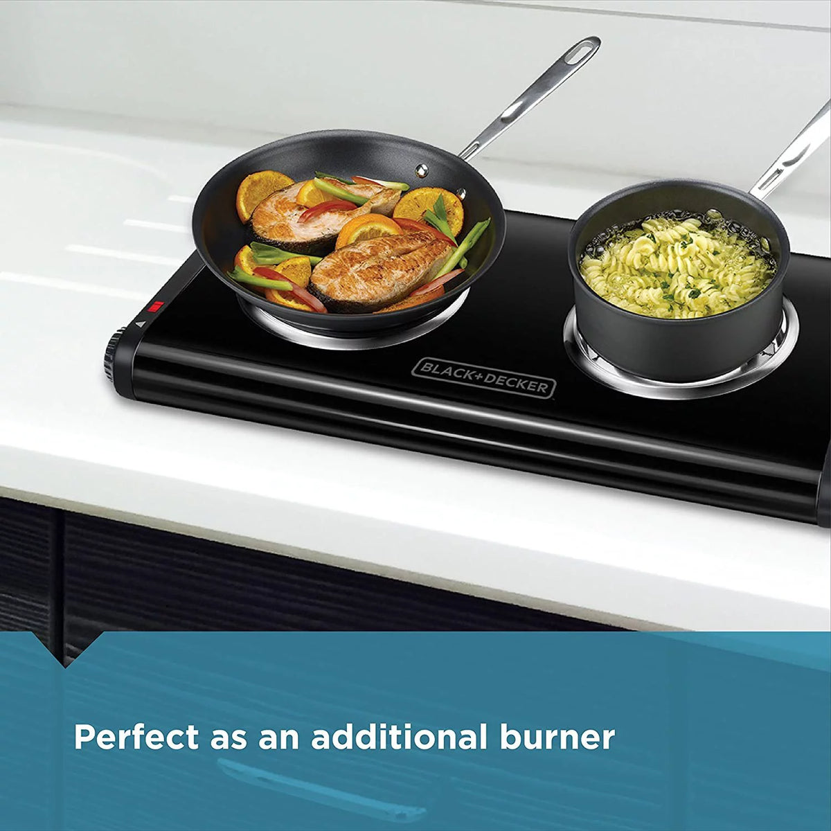 Black Double Burner Portable Buffet Range Z5428