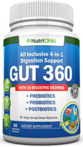 Probiotics, Prebiotics & Postbiotics with 18 Digestive Enzymes - 4-in-1 Complete Gut & Digestive Support Supplement - Non GMO - Vegan V1910