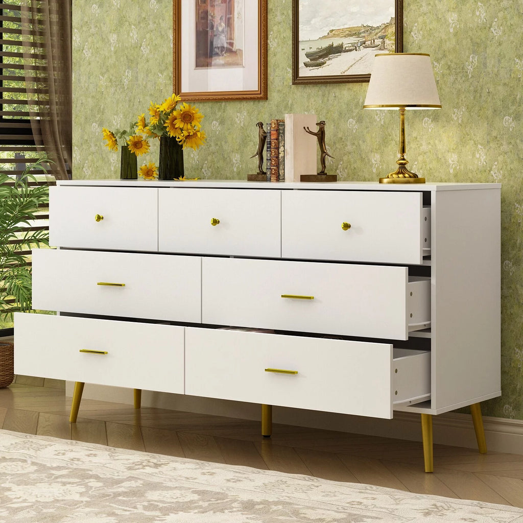 White 7 Drawer Dresser N539