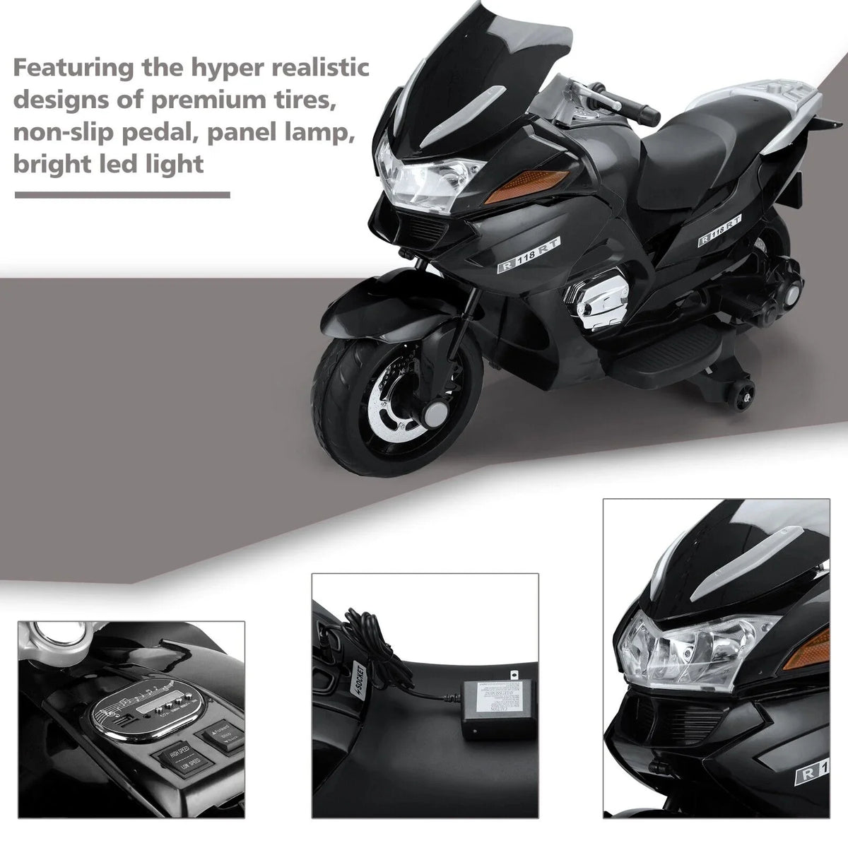 12V Kids Electric Motorcycle with Training Wheels G163
