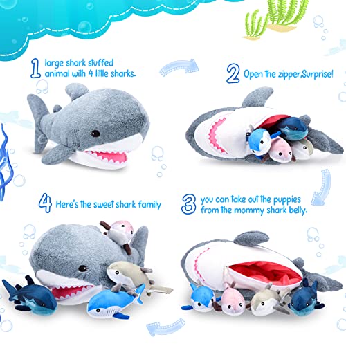 18 Inch Plush Shark Stuffed Animal with 4 Breeds W653702